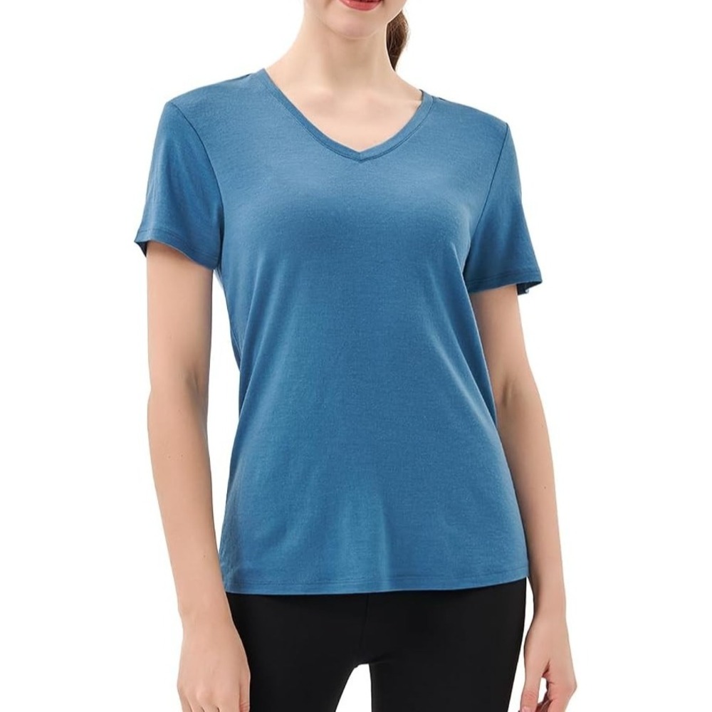 Woolx Mia SOFT Merino Wool v-neck T-Shirt Top Women's 2X A011523